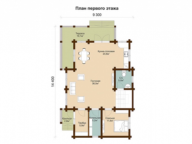 1 этаж - 104,5